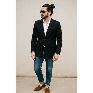 Jack Victor Luxor SPJ 42L Black Wool Mens Blazer Suit Jacket Sport Coat Corpcore